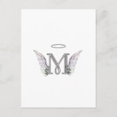 Letter M Initial Monogram mit Angel Wings & Halo Postkarte (Vorderseite)