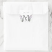 Letter M Initial Monogram mit Angel Wings & Halo Quadratischer Aufkleber (Tasche)