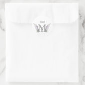 Letter M Initial Monogram mit Angel Wings & Halo Runder Aufkleber (Tasche)