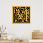 Letter M Medieval Monogram Vintag Initial Poster (Küche)