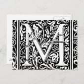 Letter M Medieval Monogram Vintag Initial Postkarte (Vorne/Hinten)