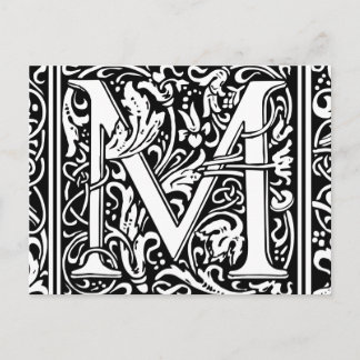 Letter M Medieval Monogram Vintag Initial Postkarte