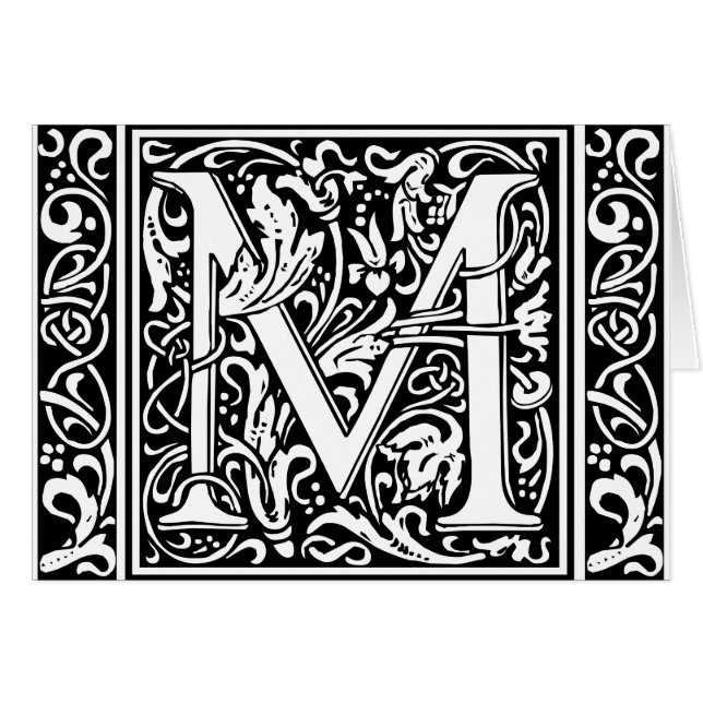 Letter M mittelalterliche Monogram Art Nouveau (Vorderseite (Horizontal))