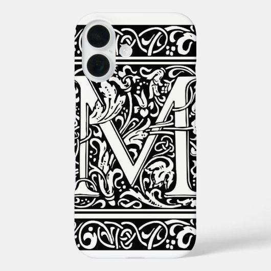 Letter M mittelalterliche Monogram Art Nouveau Case-Mate iPhone Hülle (Rückseite)