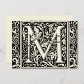 Letter M mittelalterliche Monogram Art Nouveau Einladung (Vorne/Hinten)