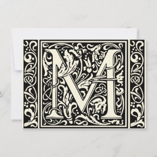 Letter M mittelalterliche Monogram Art Nouveau Einladung