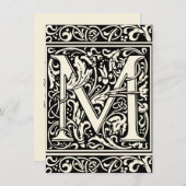 Letter M mittelalterliche Monogram Art Nouveau Einladung (Vorne/Hinten)