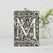 Letter M mittelalterliche Monogram Art Nouveau Einladung (Stehend Vorderseite)