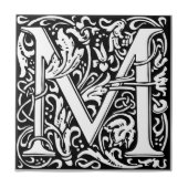 Letter M mittelalterliche Monogram Art Nouveau Fliese (Vorderseite)