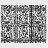 Letter M mittelalterliche Monogram Art Nouveau Geschenkpapier (Flach)