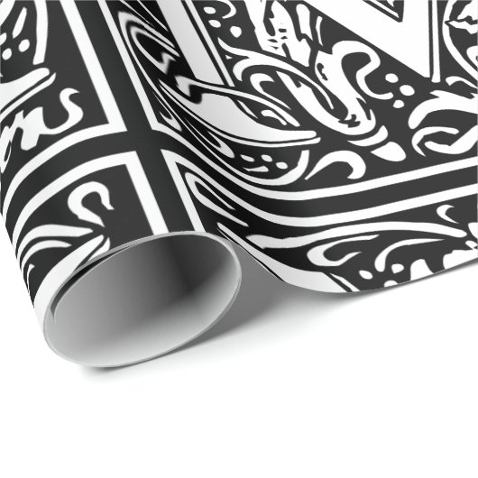 Letter M mittelalterliche Monogram Art Nouveau Geschenkpapier (Rolleneckpunkt)