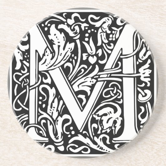 Letter M mittelalterliche Monogram Art Nouveau Getränkeuntersetzer (Vorne)