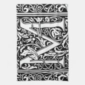 Letter M mittelalterliche Monogram Art Nouveau Handtuch (Vertikal)