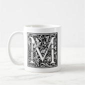 Letter M mittelalterliche Monogram Art Nouveau Kaffeetasse (Links)