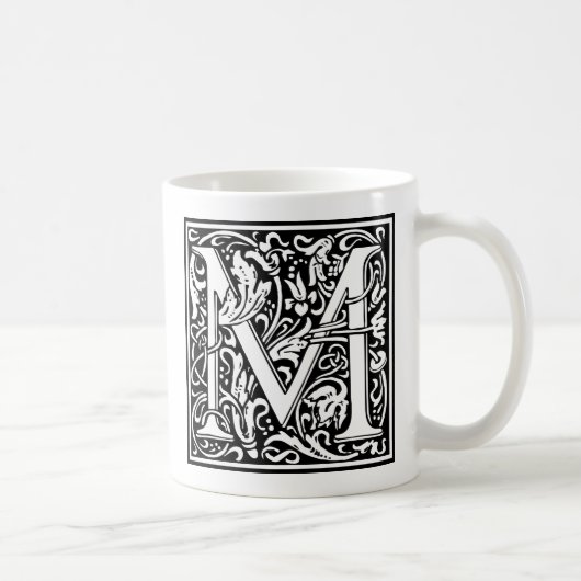 Letter M mittelalterliche Monogram Art Nouveau Kaffeetasse (Rechts)