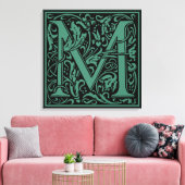 Letter M mittelalterliche Monogram Art Nouveau Leinwanddruck (Insitu (Wohnzimmer))
