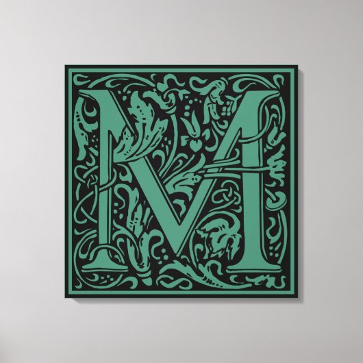 Letter M mittelalterliche Monogram Art Nouveau Leinwanddruck (Vorderseite)