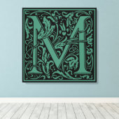 Letter M mittelalterliche Monogram Art Nouveau Leinwanddruck (Insitu (Holzboden))