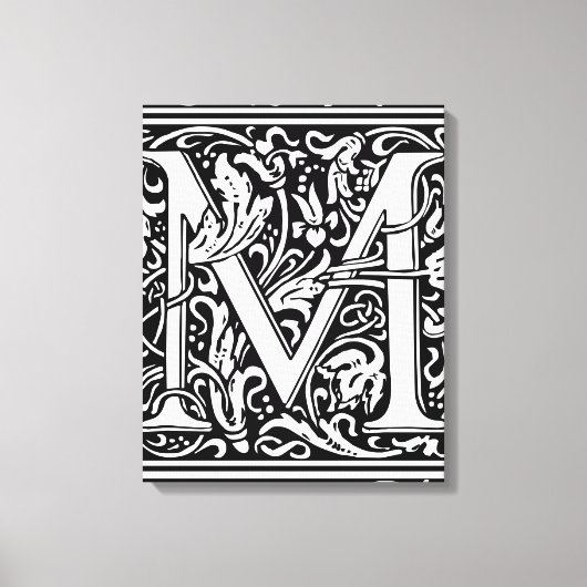 Letter M mittelalterliche Monogram Art Nouveau Leinwanddruck (Vorderseite)