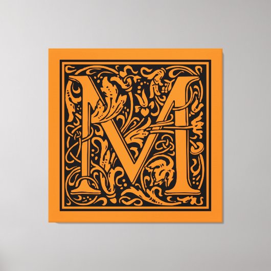 Letter M mittelalterliche Monogram Art Nouveau Leinwanddruck (Vorderseite)