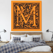 Letter M mittelalterliche Monogram Art Nouveau Leinwanddruck (Insitu (Schlafzimmer))
