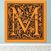 Letter M mittelalterliche Monogram Art Nouveau Leinwanddruck (Insitu (Holzboden))