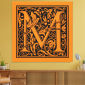 Letter M mittelalterliche Monogram Art Nouveau Leinwanddruck (Insitu (Wohnzimmer))