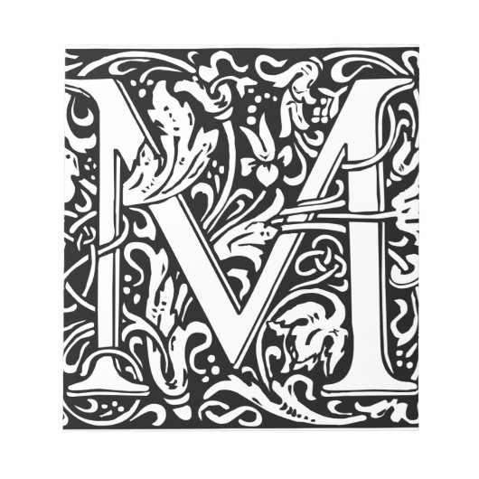 Letter M mittelalterliche Monogram Art Nouveau Notizblock (Vorderseite)