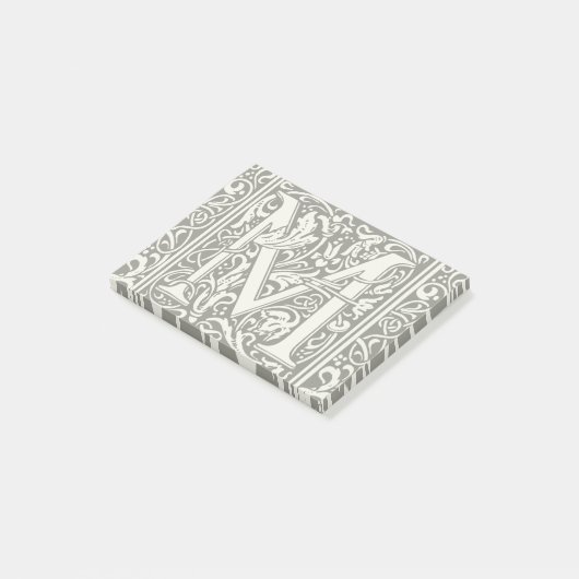 Letter M mittelalterliche Monogram Art Nouveau Post-it Klebezettel (angewinkelt)