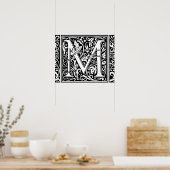 Letter M mittelalterliche Monogram Art Nouveau Poster (Küche)