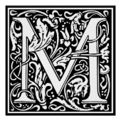 Letter M mittelalterliche Monogram Art Nouveau Poster (Vorderseite)