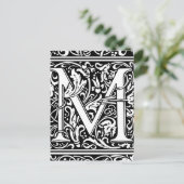 Letter M mittelalterliche Monogram Art Nouveau Postkarte (Stehend Vorderseite)