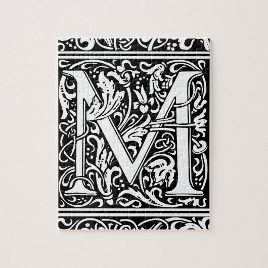 Letter M mittelalterliche Monogram Art Nouveau Puzzle (Vertikal)
