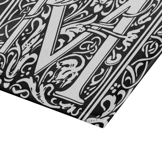 Letter M mittelalterliche Monogram Art Nouveau Schneidebrett (Ecke)