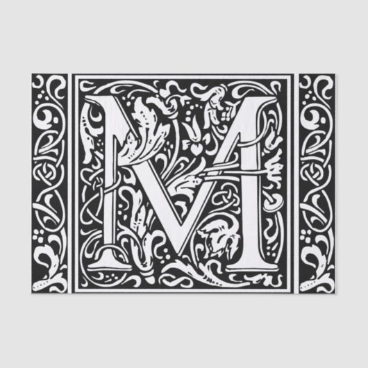 Letter M mittelalterliche Monogram Art Nouveau Seidenpapier (Vorderseite)