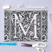 Letter M mittelalterliche Monogram Art Nouveau Seidenpapier (Handwerk)