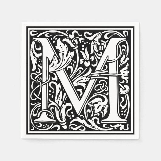 Letter M mittelalterliche Monogram Art Nouveau Serviette (Vorderseite)