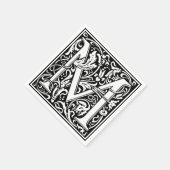 Letter M mittelalterliche Monogram Art Nouveau Serviette (Ecke)