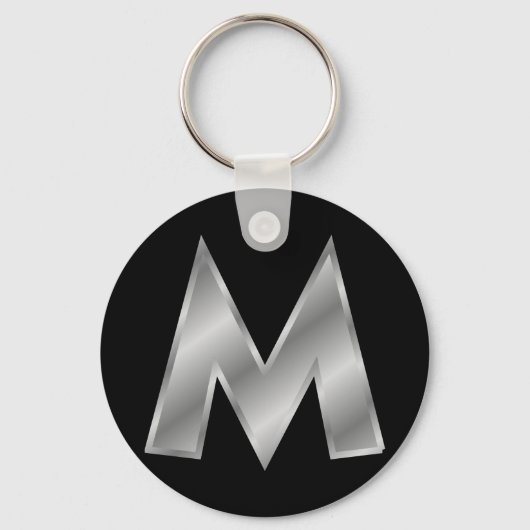 Letter M Monogram 2.25" Basic Button Schlüsselanhä Schlüsselanhänger (Vorderseite)