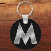 Letter M Monogram 2.25" Basic Button Schlüsselanhä Schlüsselanhänger (Vorderseite)