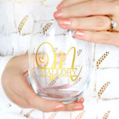 Letter M Monogram Bridesmaid Geschenk, Modernes El Weinglas Ohne Stiel