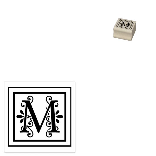 Letter M Monogram Gummistempel (Stempel)