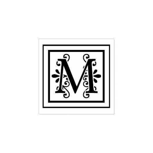 Letter M Monogram Gummistempel (Prägung)