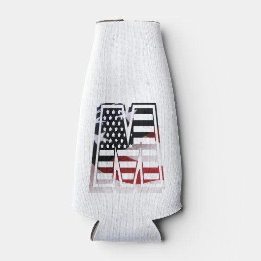 Letter M Monogram Initial USA Flaschenkühler (Vorderseite)