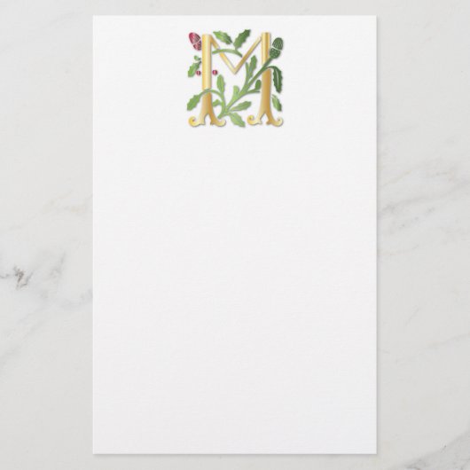 Letter M Monogram-Lilie Briefpapier (Vorderseite)