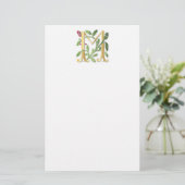 Letter M Monogram-Lilie Briefpapier (Stehend Vorderseite)