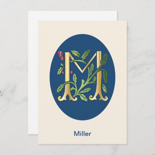 Letter M Monogram-Lilie Einladung (Vorne/Hinten)