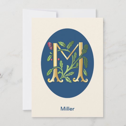 Letter M Monogram-Lilie Einladung (Vorderseite)