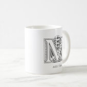 Letter M Monogram Modern Name Coffee Tasse (VorderseiteRechts)