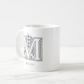 Letter M Monogram Modern Name Coffee Tasse (Vorderseite Links)